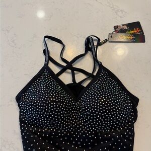NWT Black Strappy Top with Rhinestones